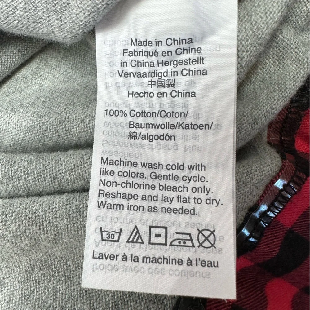 J. Crew Mercantile Long Sleeve Sweater Buffalo Plaid Hem Gray Size XS